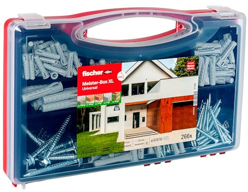 fischer Meister-Box XL Lot de 266 chevilles et vis universelles 6-8 mm de diamètre, 30-50 mm de long, pour bricoleurs et professionnels, pour toute la maison, chevilles universelles à expansion SX