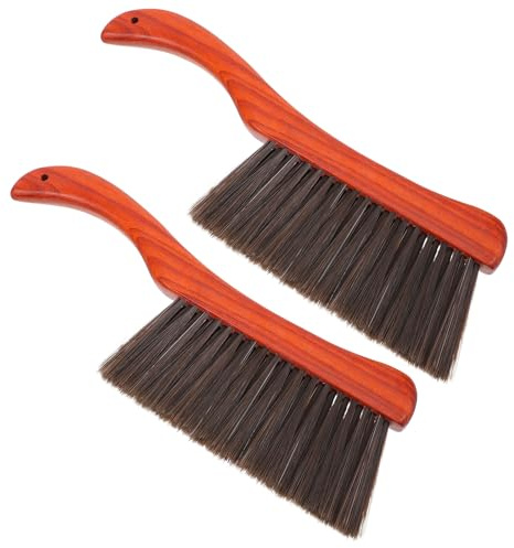 LOLIPPYY 2 Piezas Cepillo para Chimenea 2 Unidades Mango de Madera Ergonómico, Cerdas Naturales Suaves para Limpieza de Hollín y Cenizas, Herramienta de Barrido para Estufas de Leña y Hogar
