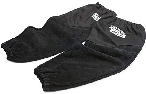 Lincoln Electric Welding Sleeves | Split Leather & Flame Resistant (FR) Cotton | Heat Resistance & Durability | K3111-ALL, Black