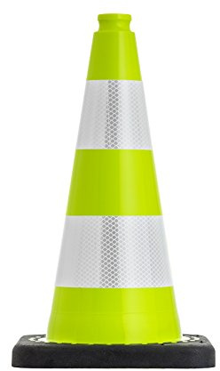 UvV-Shop grüne reflektierende Leitkegel 50 cm Pylone mit 2 reflex Streifen Standsicher mit ca. 2,2 kg, stapelbar