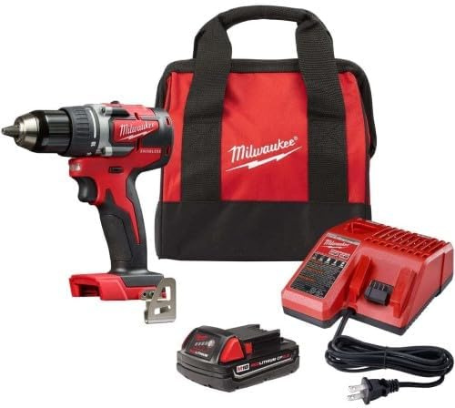 Milwaukee M18 18V Lithium-Ion 1/2 Inch Cordless Drill Driver Compact Kit 2606-21CT