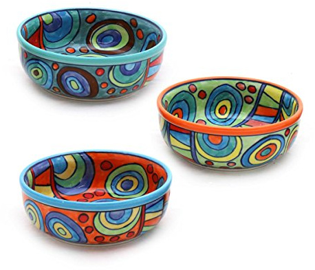Gall&Zick Schale Set/3 Müslischale Dessertschale Schüssel Geschirr Keramik farbig bunt Dekoration Orange Grün Blau