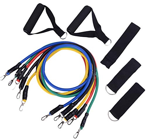 YOUCAI Resistance Bands Set 5, Expander Tubes Fitnessbänder 100LBS für Gym, Widerstand Bänder mit Griffen, Türanker, Knöchelriemen, Gymnastikband für Yoga Pilates Physiotherapie Mann，1,11PCS