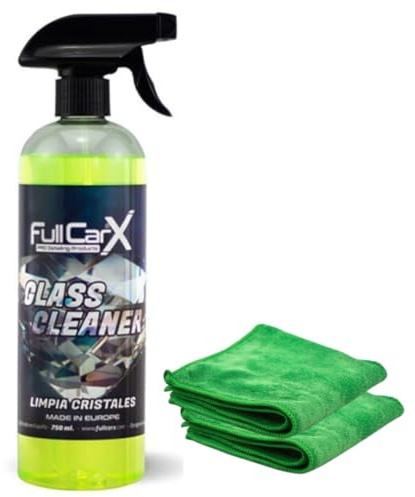 AutoFullCar - Kit de nettoyage pour vitres de voiture FullCarX - Glass Cleaner FullCarX 750 ml + 2 chiffons en microfibre - Séchage rapide, brillance durable, nettoie vitres pare-brise miroirs