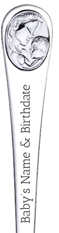 Personalized Baby Feeding Spoon | Custom Engraving Name & Birthdate | Keepsake Gift (Stainless Mother & Baby)