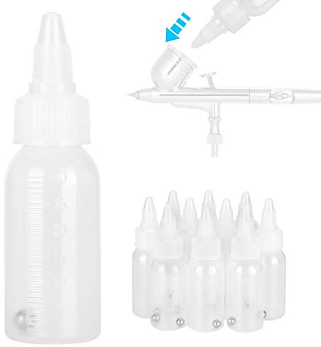 Hztyyier 10 Stück leere Airbrush Flaschen, 30 ml Farbaufbewahrungsflaschen Ersatzgläser mit Waage