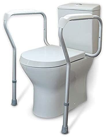 NRS Lightweight Height & Width Adjustable Toilet Surround Rail Safety Frame, Medium, Grey and White