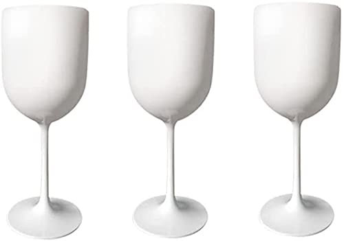 6 Verres À Vin en Plastique, Verres À Vin Incassables en Plastique Blanc De Qualité Supérieure, Grands Verres À Vin en Plastique Réutilisables 500 ML (6 Pièces, Blanc)-White||3 PCS