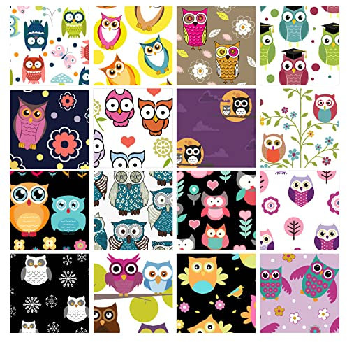 Soimoi 16 Stuck Fat Fat Viertel Bundel, Eule Drucken 18X 22 Diy Patchwork- 100% Baumwolle Vorgeschnittene Quilting-Stoff Mehrfarbig