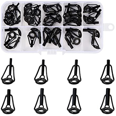 Pinsheng 40 Stücke Angelrute Reparatur Spitzenring Rutenring, 1,8-3,2 mm Angelruten Reparatur Set Angelruten Führungsring Reparatursatz, Edelstahl Keramik Spitzenringe mit Aufbewahrungsbox
