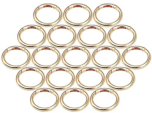 20 Stück Runde Karabiner 28mm Runde Karabinerhaken Ring Karabiner Gold Zinklegierung Runde Snap Ring Sprung Ringe für Bastelarbeiten und Taschenzubehör