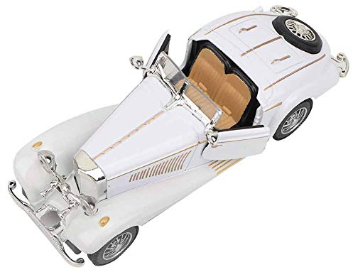 RiToEasysports Oldtimer-Modell, Hohe Simulation, Miniaturlegierung, Zurückziehbares Auto, Spielzeug, Geschenksammlung, Dekoration mit Soundlicht(Weiß)