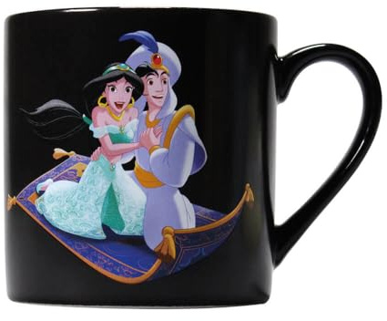 Disney Aladdin Tasse à changement de chaleur – 325 ml – Cadeau de bureau – Révélation de chaleur, Noir