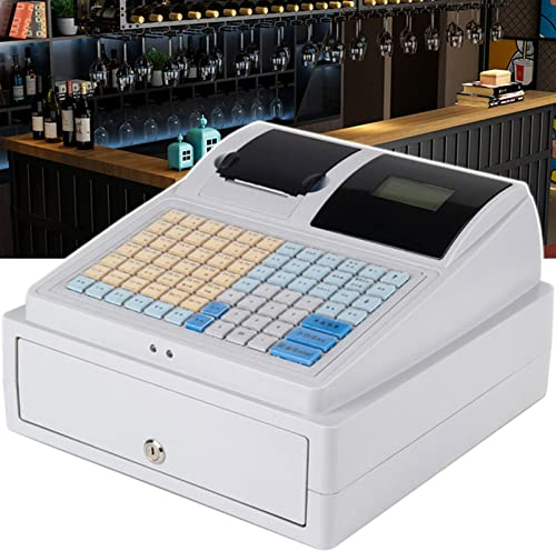 ROGHA 81 Tasten Elektronische Kassensystem, 8 Digitale LED Registrierkasse Einzelhandel Kassen für Handel und Gastronomie
