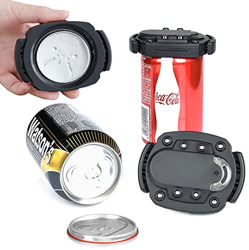 Dosenöffner Deckelöffner Manuell Hand Held Easy Safety Camping Bier can opener ohne scharfe kanten mit Flaschenöffner, Schwarz