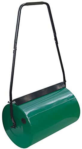 30L/38L/46L Heavy Duty Garden Grass Lawn Roller - Large Water or Sand Filled Drum, Galvanized Steel Construction, Scraper Bar & Collapsible Handle for Levelling Uneven Ground - Green (46 Liter)