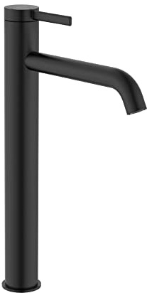 Roca A5A349ENB0 Mezclador Lavabo Caño Alto, Coleccion ONA, Desagüe Clic-Clac, Cuerpo Liso, Cold Start, Color Negro Mate