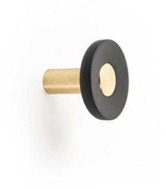 Gedotec Garderoben Haken - Kleiderhaken Garderobe Aluminium | ZOOT 7001 | 1 Stk Kleiderhaken Wand D: 60 mm | Garderobenhaken Messing + Holz Schwarz | Haken zum Schrauben Wandhaken Handtuchhaken