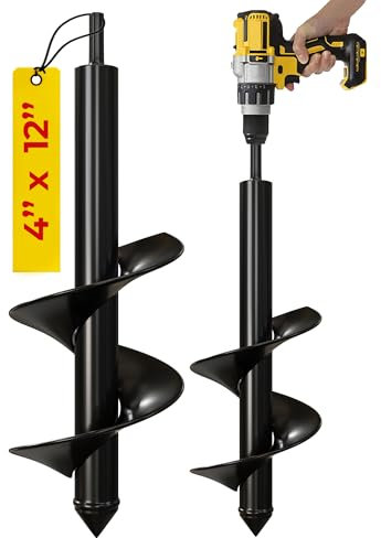 K-Brands Foret à tarière pour plantation - 10,2 x 30,5 cm - Jardinière en spirale pour planter des bulbes, des plantes à massifs, des trous de parapluie - Foret à entraînement hexagonal 3/8