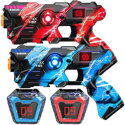 OSALON Laser Tag Guns Set of 2 with Digital LED Score Display Vests Laser Tag Inoor Outdoor Toys for Kids Ages 8 9 10 11 12+ Boys Girls Children Teens Adults Birthday Gifts Toys Christmas Blue/Red