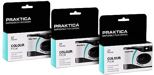 Praktica Disposable Cameras with Flash Single Use Camera - Pack of 3 for weddings, gatherings, travel & more