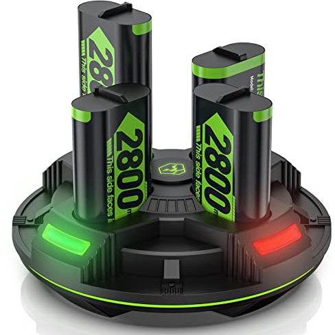 Jelava 4x2800mAh(=4x6720mWh) Xbox Controller Battery Packs, Compatible with Xbox Series X/Xbox Series S/Xbox One/Xbox One S/X/Elite Controller, Rechargeable Battery kit with Station & Type-C Cable