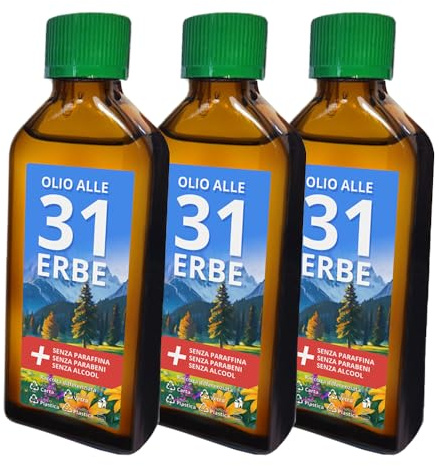 Rebeca Shop Olio D'Erbe 31, Miscela Oli Essenziali per Diffusore, per Massaggi e Aromaterapia, Tonificante, Rilassante, Flacone da 100ml olio 31 erbe (3)