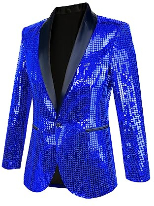 Nawgut Sequin Blazer Metallic Suit Disco Prom Shiny Jacket Wedding Party Banquet Fashion Tuxedo for Mens Adult-X-Large