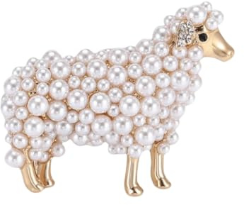 Pearl Sheep Brooch Pins for women Cute Golden Animal Jewelry Easter Lamb Pin