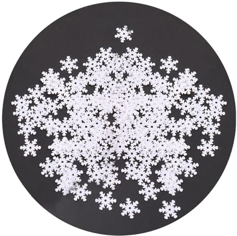 ECYC Ltd 0.35oz 7mm Shimmer Snowflakes Sequins, Glitter Sparkly Christmas Snowflake Sequins Party Confetti for Sewing, Embroidery, Christmas Clothes Jewelry, Art Crafts, Holiday Party Decorations