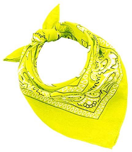 JOPHY & CO. 100% algodón BANDANA SET 3/5/10 para Mujeres Hombres Niños Unisex Único y/o Paisley Pattern COD. A644 (Paisley, Amarillo Fluorescente, Set 1 pz)