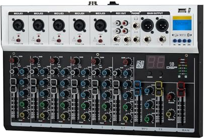 Micfuns N7 Audio Mispult mit USB DJ Sound Mischkonsole 16DSP,Mit Bluetooth-MP3-Buchse 48V-Stromversorgung 7-Kanal-Bändchenmixer für PC-Aufnahmen (N7)
