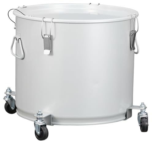 Garvee Fryer Grease Bucket 10 gal, Coated Carbon Steel Oil Filter Pot with Caster Base, Oil Disposal Caddy, Transport Container with Lid Lock Clip Nylon Filter Bag, Silver