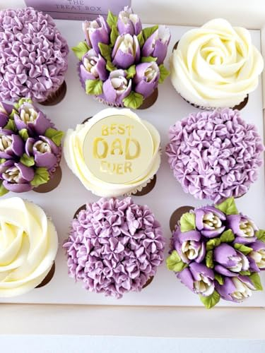 6 Pcs Fathers Day Cupcake Discs Toppers, Acrylic Fathers Day Cake Toppers, Best Dad Ever Cupcake Toppers, Love You Daddy Cupcake Toppers. (Best Dad Ever)