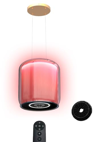 KKT KOLBE Dunstabzugshaube 37cm Umluft | Inselhauben freihängend | Schwarz | Weiß | Glas | Gestensteuerung | Fernbedienung | SensorTouch Bedienung | RGBW-LED | SHINE37