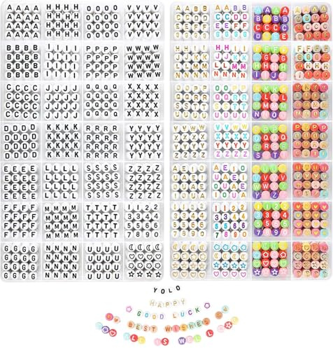 1850PCS Buchstabenperlen für Armbänder, 5 Arten A-Z Alphabet Perlen für Freundschaft Armbänder mit Bunten Herz Mond Sterne Perlen für Schmuck Machen für Teenager Mädchen Geschenk