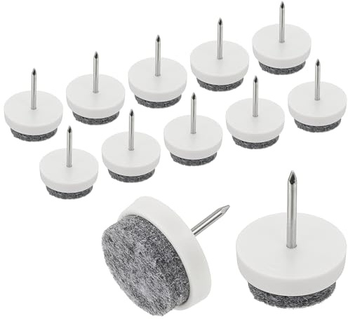 PATIKIL 40 Pz 0.79 Feltrini per Mobili Avvitare Scorrevoli Rotondi Bianco | Protezioni per Pavimenti con Chiodi Sulle Gambe Delle Sedie, per Sedie Tavoli e Mobili, Avvitabili