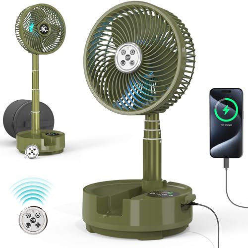 20000mAh Battery Operated Camping Fan - 112Hrs Rechargeable Oscillating Table Fan with Light & Timer, 8 Speeds Portable Travel Fan for Cruise RV Trip, Hurricane Power Outage (8 with Case)