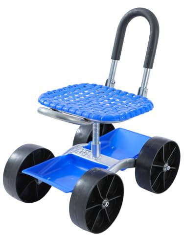 LINZI Chariot Tabouret Roulant – Siège de Travail réglable en Hauteur, Plateau Porte-Outils – pour travaux extérieurs, Detailing, réparation Auto