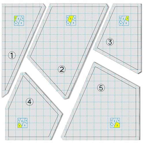 Quilting Rulers 5Pcs Set - Acrylic Creative Quilt Template for Cutting Patterns, Perfect Quilting Supplies for Sewing Machine(1-5)