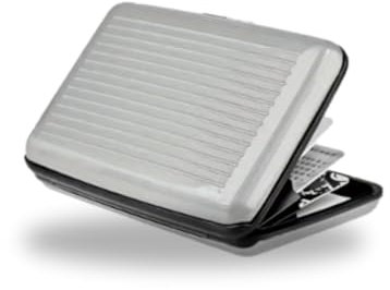 Generisch VALLITY® Aluminium-Kartenetui – stilvolles & praktisches Accessoire für Damen & Herren | Kompaktes Kreditkartenetui für EC-Karten, Ausweise & mehr | Sicherer RFID- & NFC-Schutz (Silber)