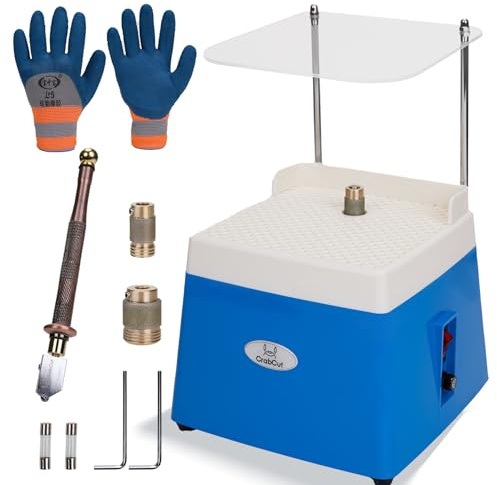 Ponceuse Mini pour Vitrail, à Remplissage Automatique et Anti-Poussière, 220V, Moteur Sans Balais 4200 tr/min, Vitesse Réglable pour Meulage de Précision et Façonnage - Pour Arts du Verre, Carrelage