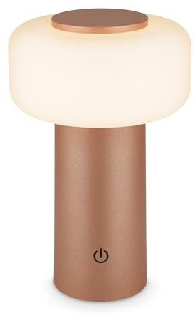 BRILONER - Lampada da tavolo senza fili IP44 con touch, dimmerabile, batteria ricaricabile e sorgente luminosa intercambiabile, lampada da tavolo da esterno, 13x20,6 cm, marrone