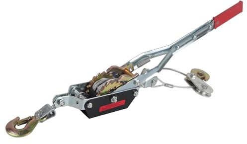 TeamSky Hand Winch - 4 Ton Capacity Heavy Duty Cable Puller, Double Hook Wire Rope Tightener for Construction, Lifting & Pulling, Manual Winch Tool with Anti-Slip Grip