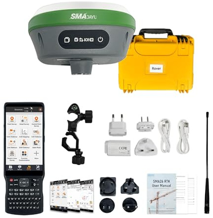 SMA26 Pro Rover RTK GNSS Surveying System with Handheld Collector, Work as Base Station for Drones, 4G/WiFi/Bluetooth, IP67 Waterproof, Ideal for Land, Construction&Forestry Survey(exclude Pole)