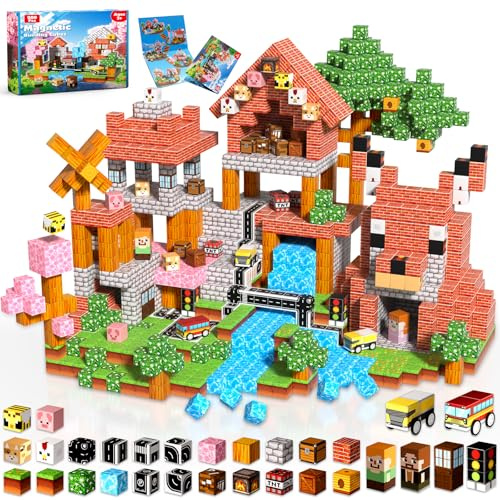 Annexfun Blocchi Magnetici 200 Pezzi - Avventura Magica in Famiglia! COSTRUISCI un Castello Fluttuante, salva il Cane Gigante nella Foresta Urbana Giocattolo di Blocchi Magnetici per 3 4 5 6 7 Anni