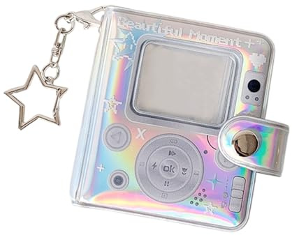 UncleS Album fotografico mini album fotografico con portachiavi mini foto porta libri con ciondoli fai da te Keychian 32 tasche porta libri di carte portachiavi