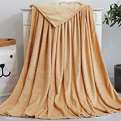 Aniyan Morbida coperta in pile, 100 x 140 cm, calda come coperta, divano o divano, coperta di alta qualità, per inverno, cammello
