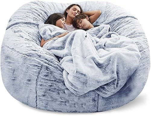 Bean Bag Cover Round Expandable Grey Blue Pink Adult Giant Xxl Fur Pouffe Cover Without Filling Armchairs Pear Cover Easy To Disassemble And Washable