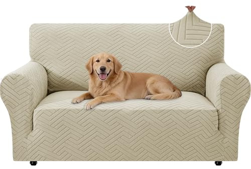 CYCMACO Elástica Funda De Sofá Universales 2 Plazas, Caqui | Funda De Sofa Con Reposabrazos, Ajustables Antideslizante Fundas Sofa, Couch Cover Moderna Gruesa, Antimanchas Lavable